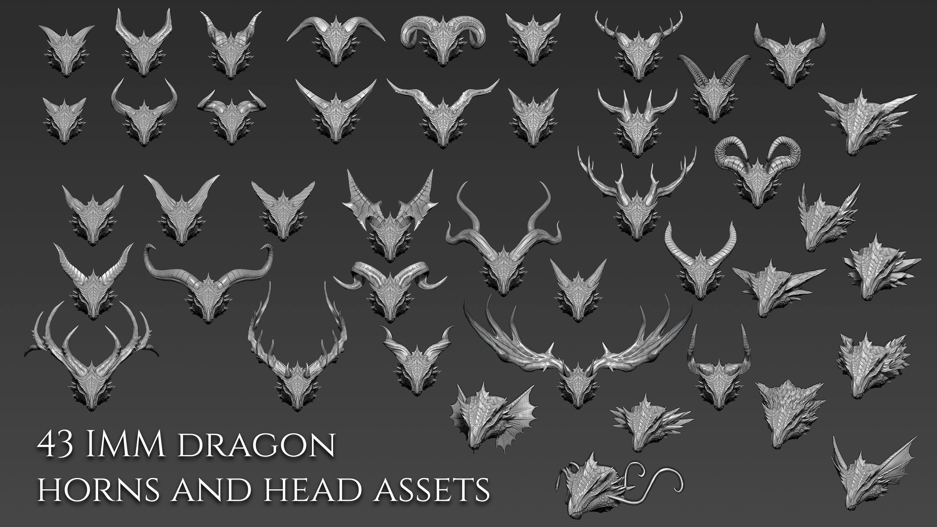 Over 500 3D assets to create dragons in Zbrush