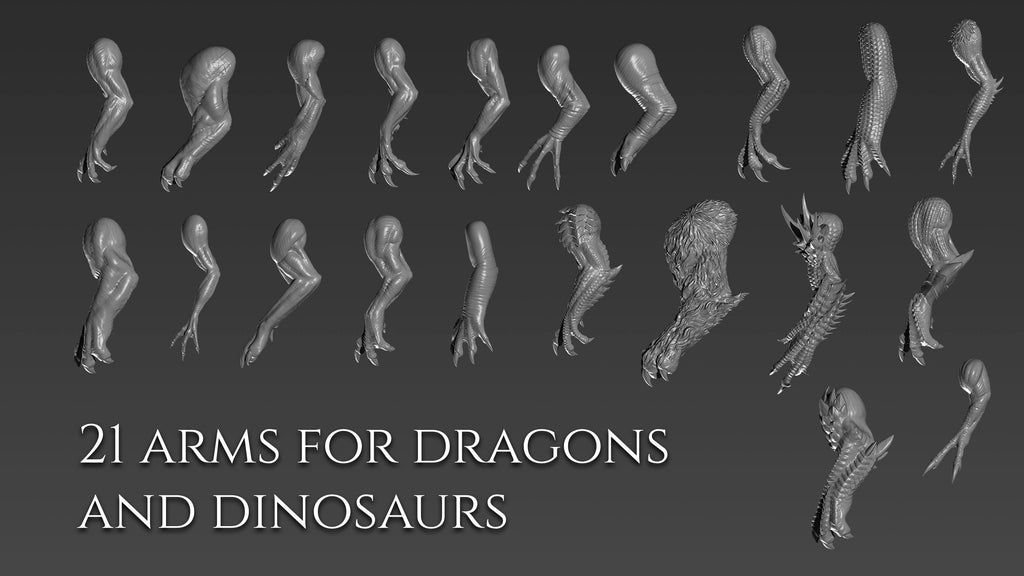 Over 500 3D assets to create dragons in Zbrush