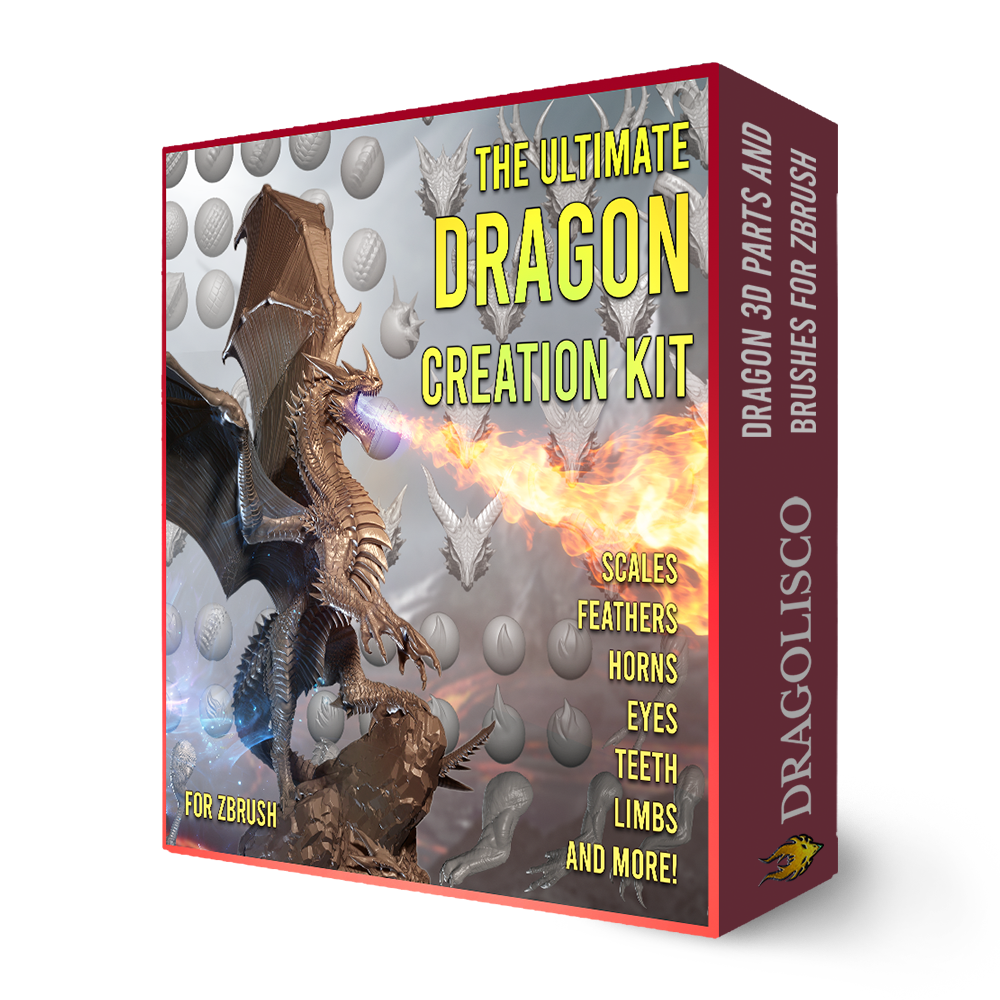 Over 500 3D assets to create dragons in Zbrush