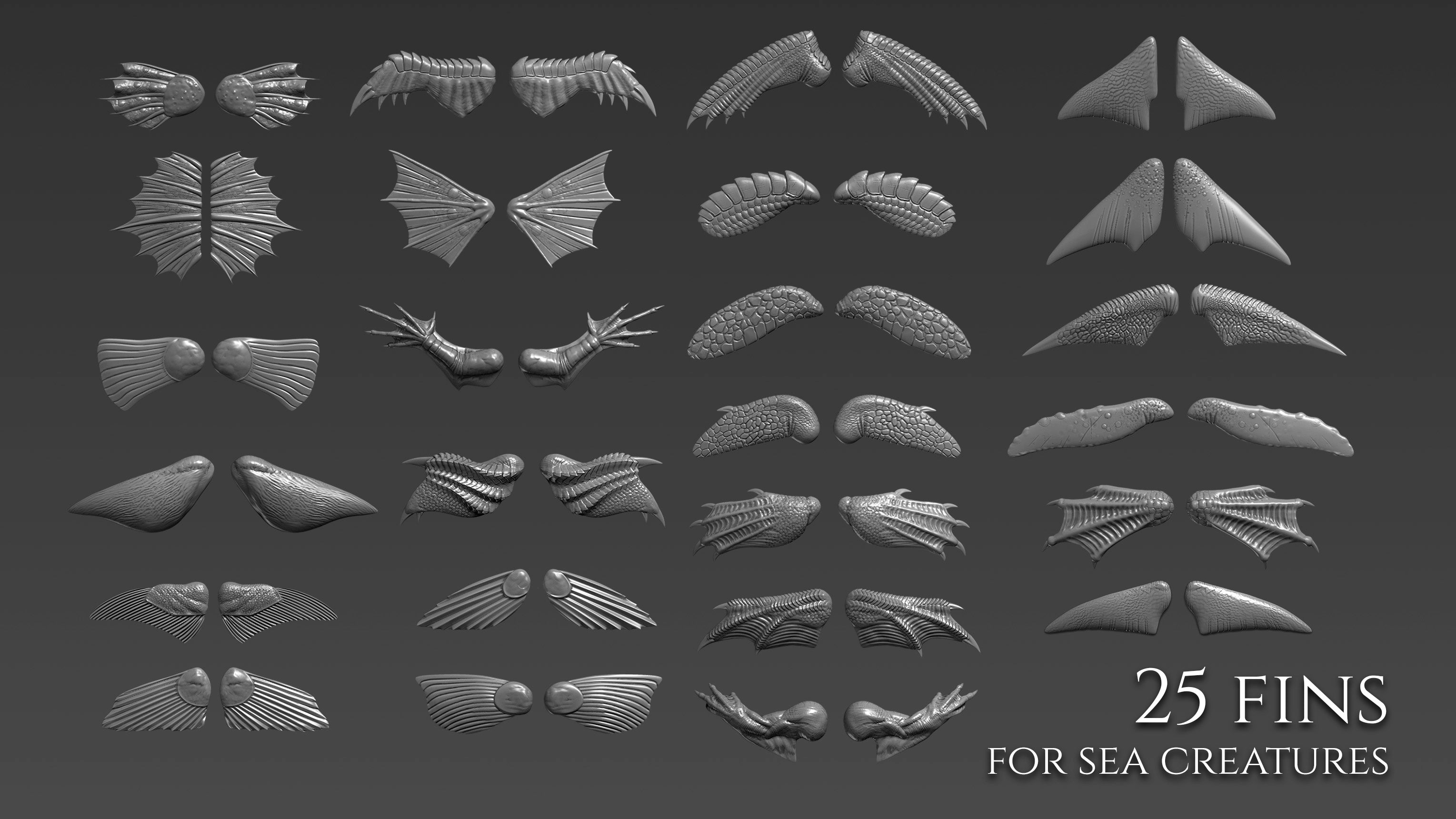 Over 500 3D assets to create dragons in Zbrush